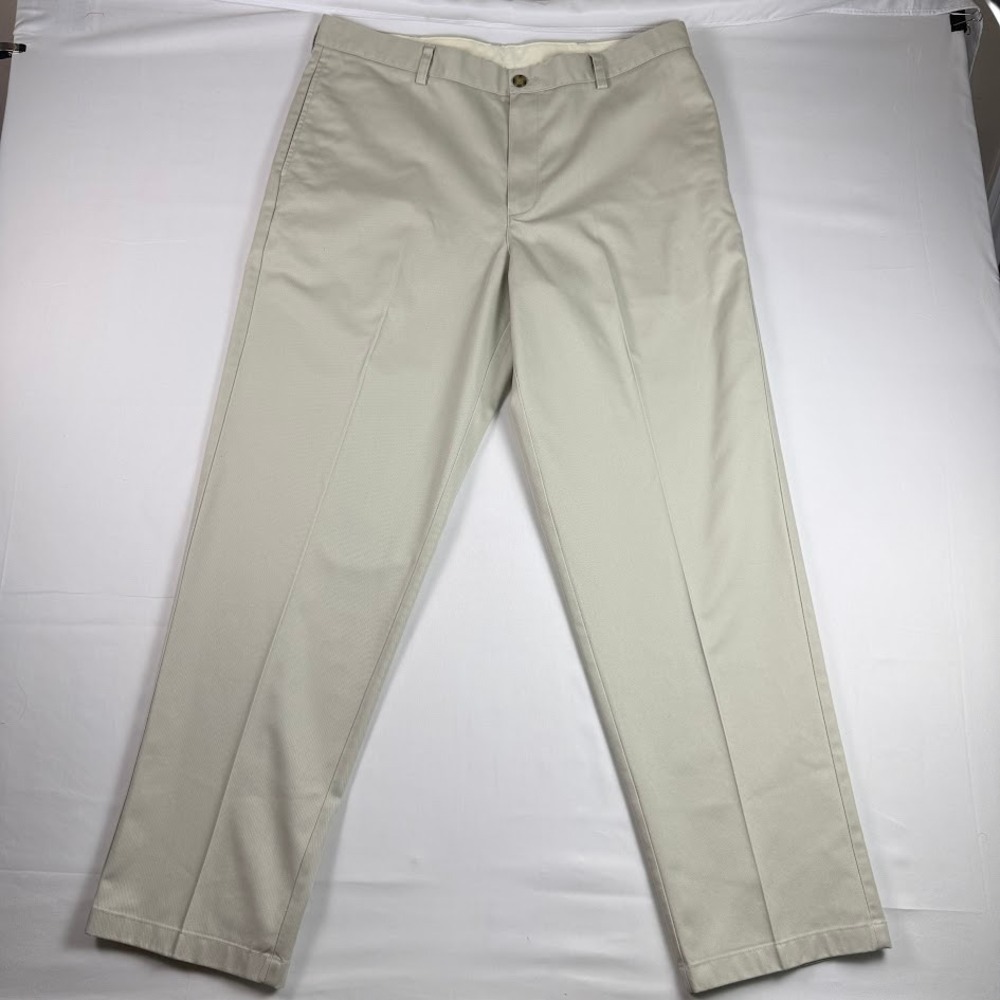 LL Bean Mens Chino Pants 37x32 Khaki Tan Cotton Twill Straight Leg Classic Fit